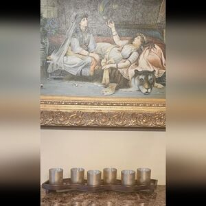 Elegant Brown Wooden Candle Holder Set